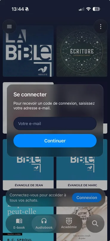 Sign-in screen with six-digit code